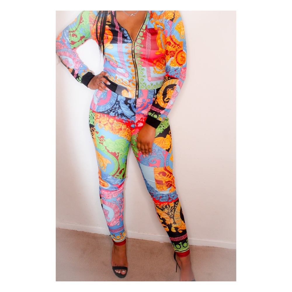 A Two-Piece Versace inspired jumpsuit